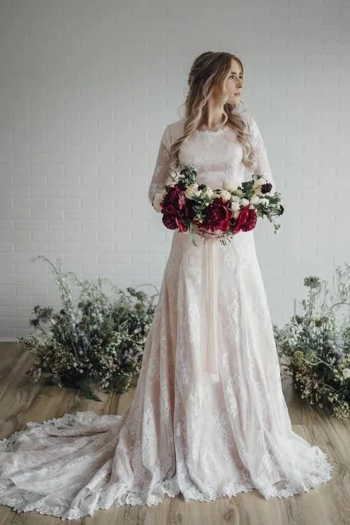 Vintage Long Sleeve Lace Wedding Dresses