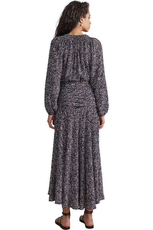 Apiece Apart Esparta Ruched Maxi in Night Garden Black