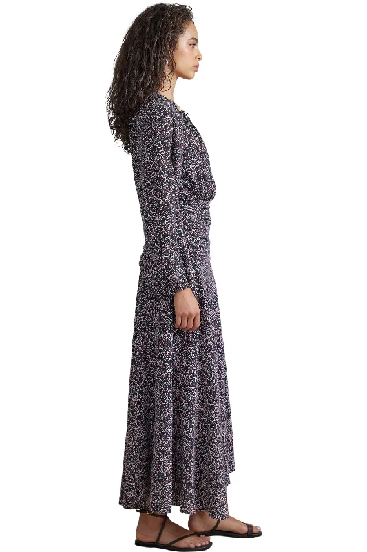 Apiece Apart Esparta Ruched Maxi in Night Garden Black