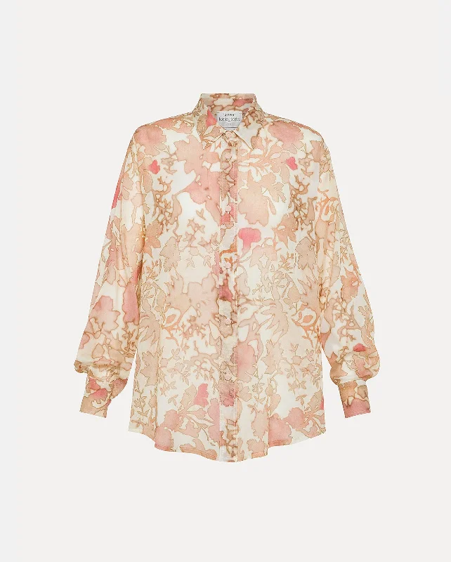 BLOOM MIST PRINT OVERSIZED SHIRT / CERISE