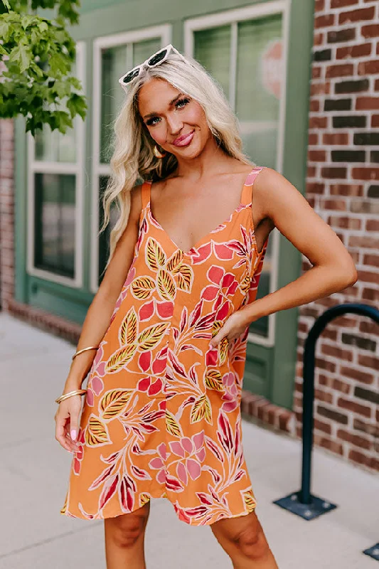 Blossom Bliss Mini Dress In Orange