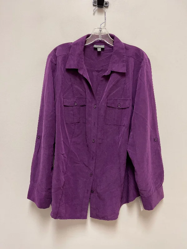 Blouse Long Sleeve By Roz And Ali In Purple, Size: 2x