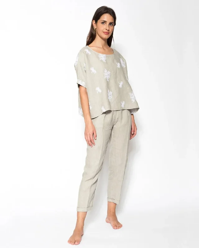 Blueberry Margherita Cropped Pants, Beige