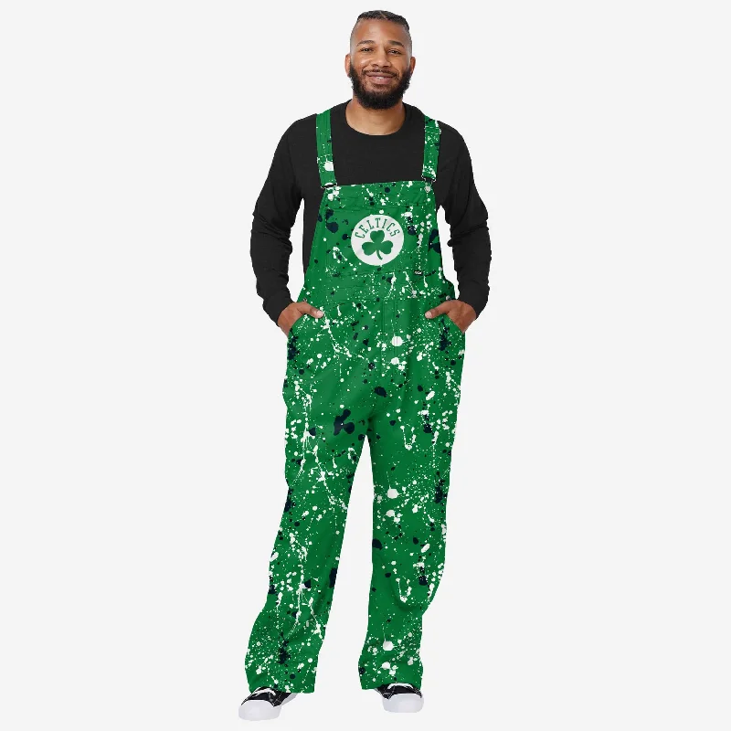 Boston Celtics Mens Paint Splatter Bib Overalls