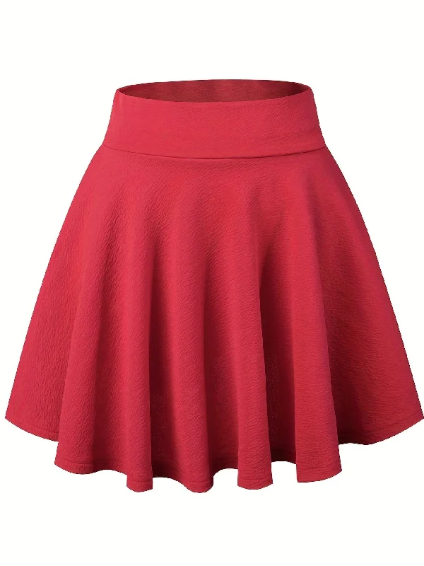 Chic Pleated Skater Skirt Mini Dress with High Waist