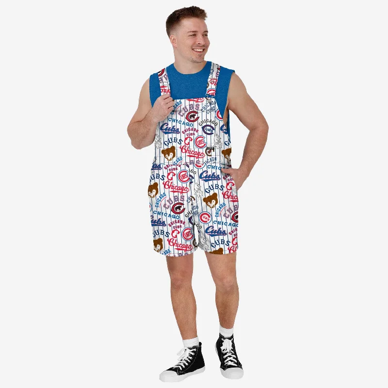 Chicago Cubs Mens Historic Print Bib Shortalls