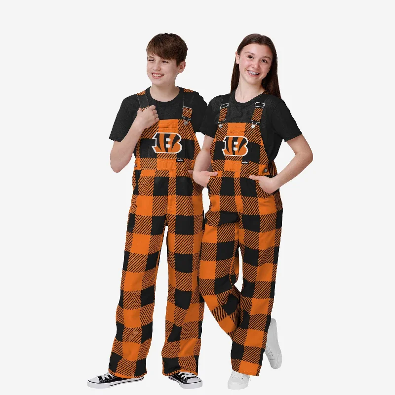 Cincinnati Bengals Youth Plaid Bib Overalls