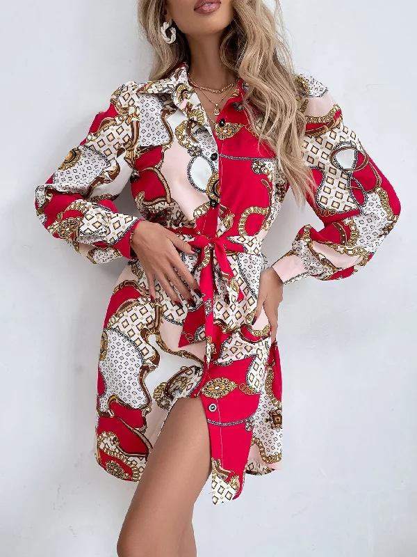 MegaBetty - Chain Print Shirt Dress