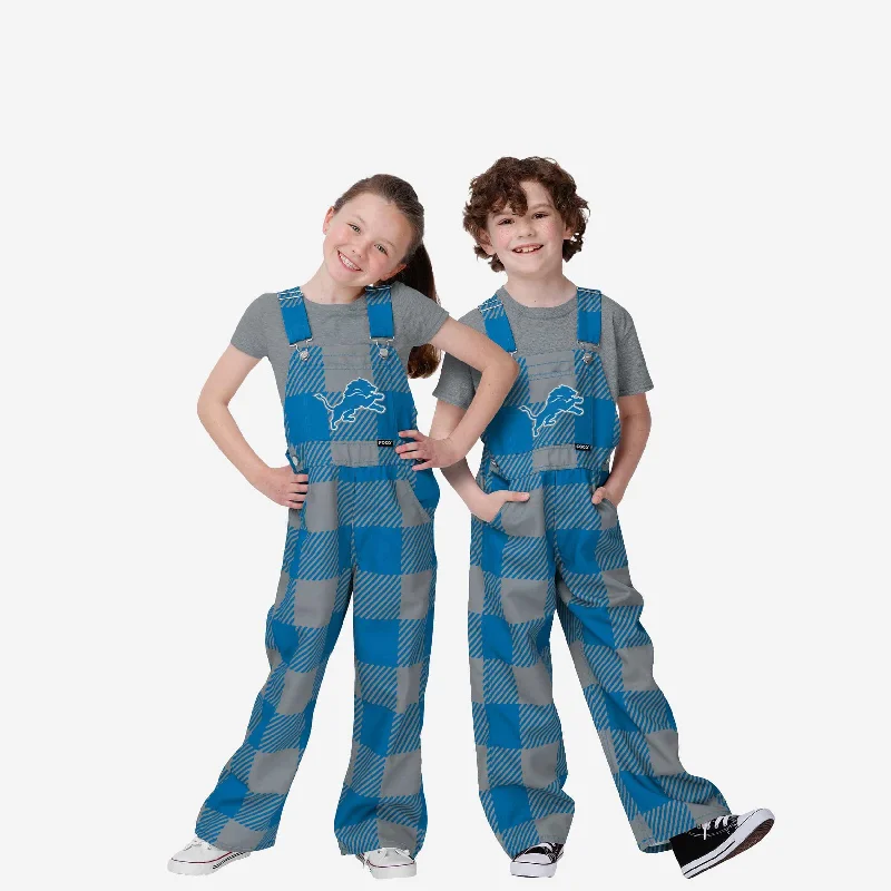 Detroit Lions Youth Plaid Bib Overalls