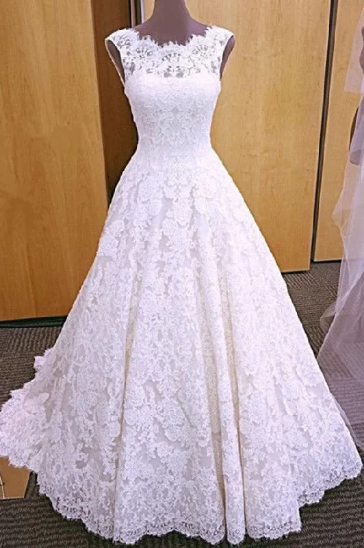 Elegant Lace Bridal Dresses Long Backless Lace Wedding Dresses N932