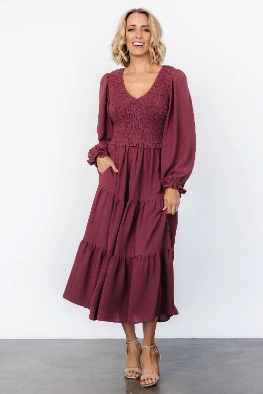 Endsley Smocked Midi Dress | Mauve