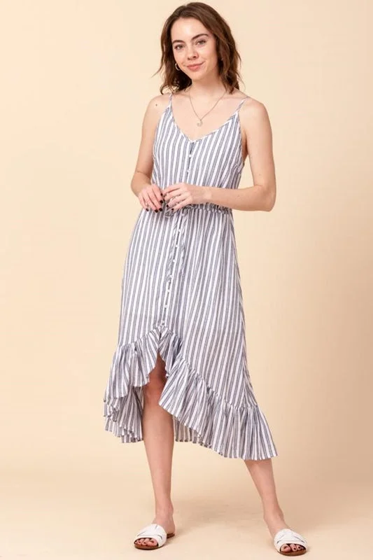 Favlux Hi Lo Stripe Dress - Navy