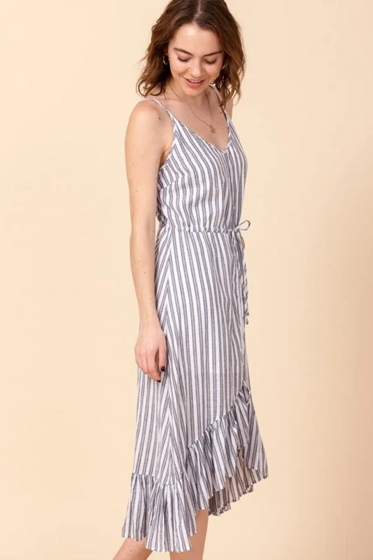 Favlux Hi Lo Stripe Dress - Navy