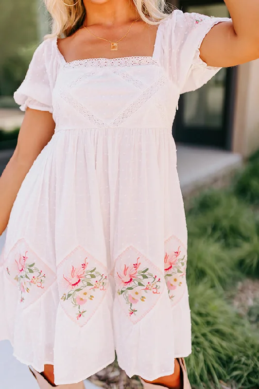 Feeling At Home Embroidered Dress In White