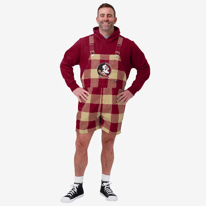 Florida State Seminoles Mens Plaid Bib Shortalls