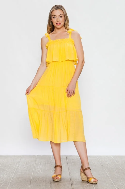 Flying Tomato Yellow Midi Dress