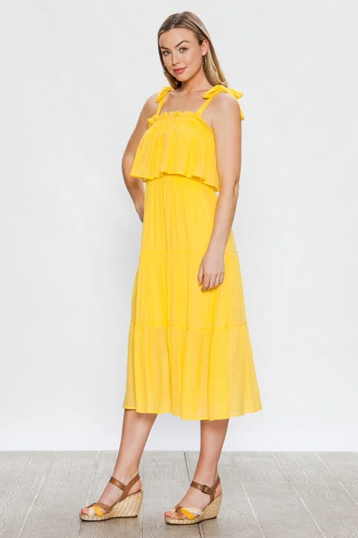 Flying Tomato Yellow Midi Dress