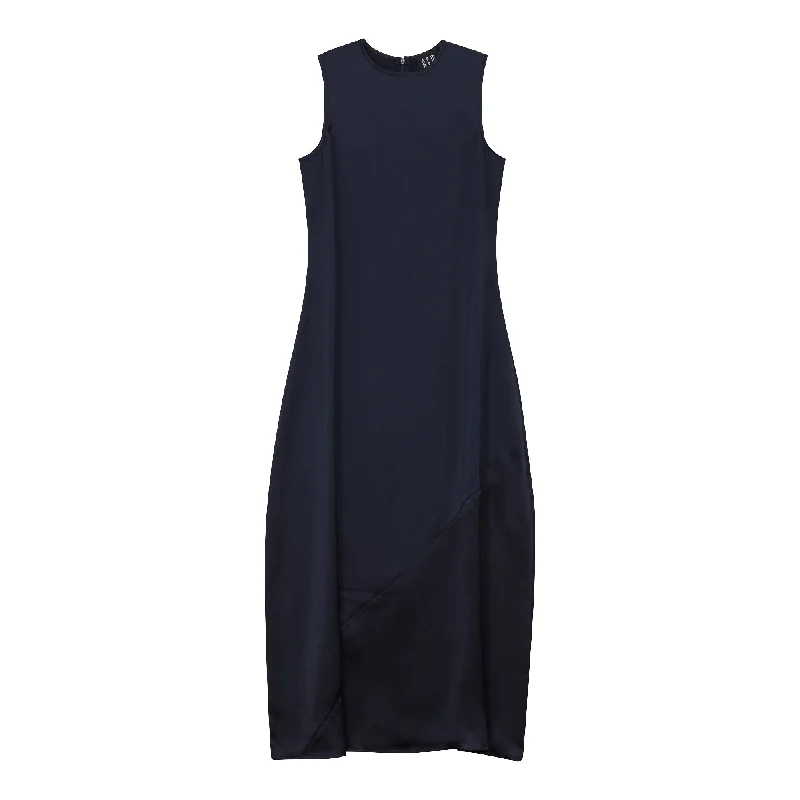 maxi dress silk with wrap top - navy