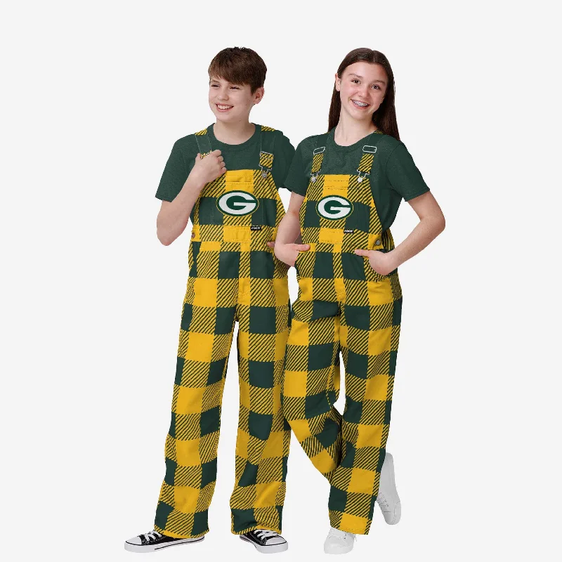 Green Bay Packers Youth Plaid Bib Overalls