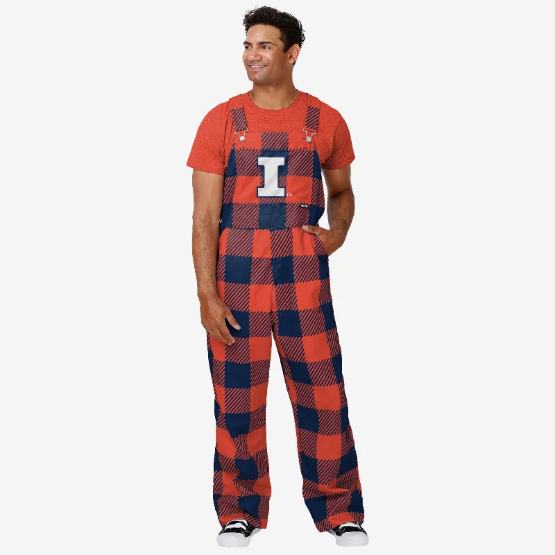 Illinois Fighting Illini Mens Plaid Bib Overalls