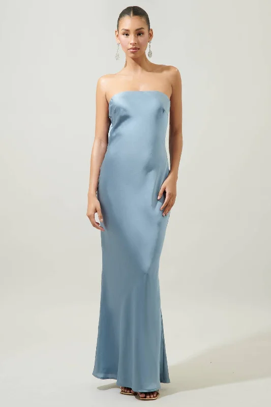 Infinite Open Back Satin Maxi Dress