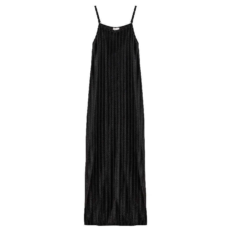 maxi dress printed velour top with solid jumper - black