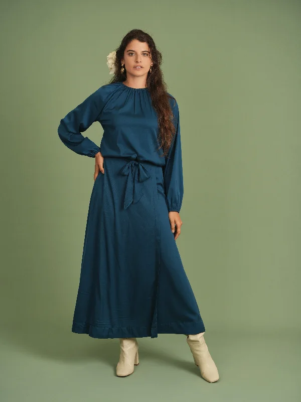 maxi dress silk jumper - teal