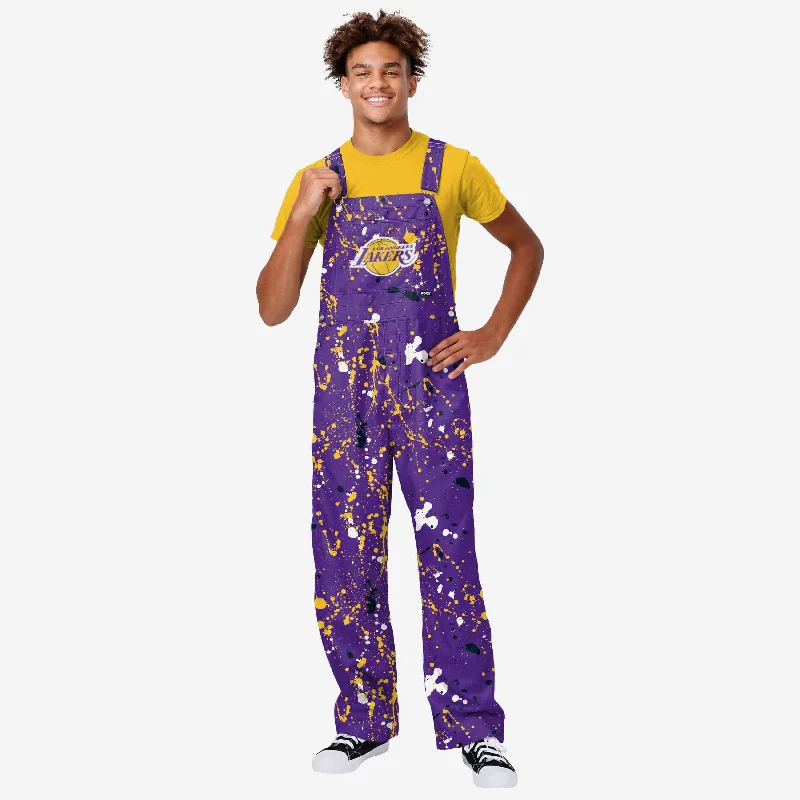 Los Angeles Lakers Mens Paint Splatter Bib Overalls