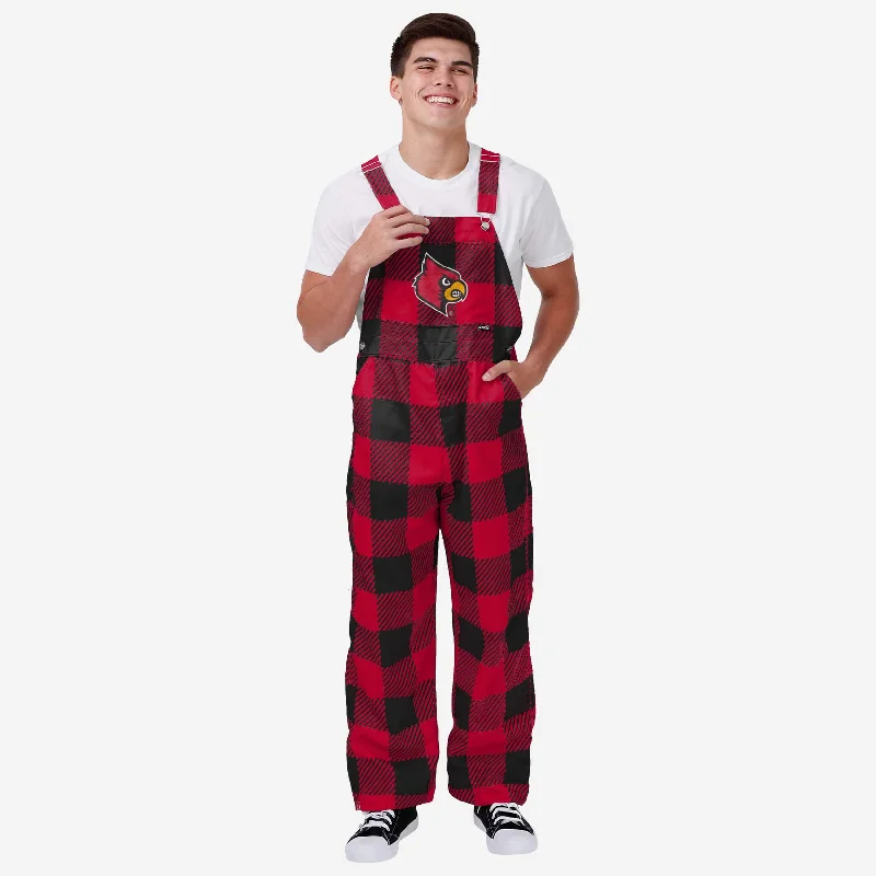 Louisville Cardinals Mens Plaid Bib Overalls