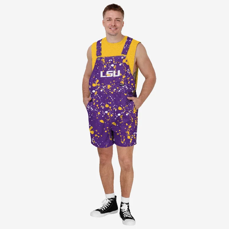 LSU Tigers Mens Paint Splatter Bib Shortalls