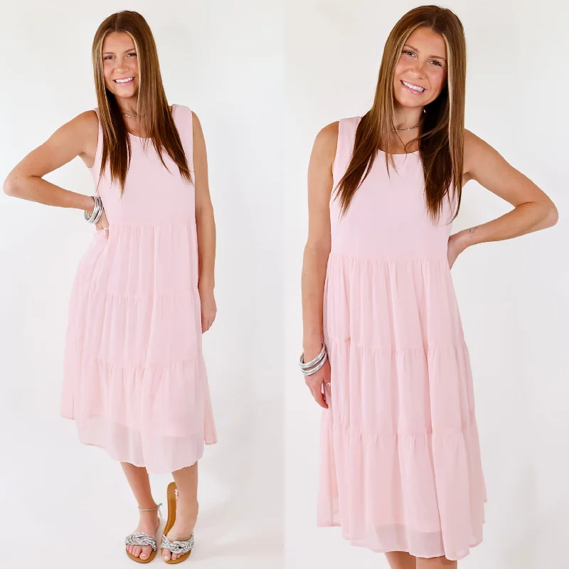 Mark My Words Tiered Tank Midi Dress in Blush Pink