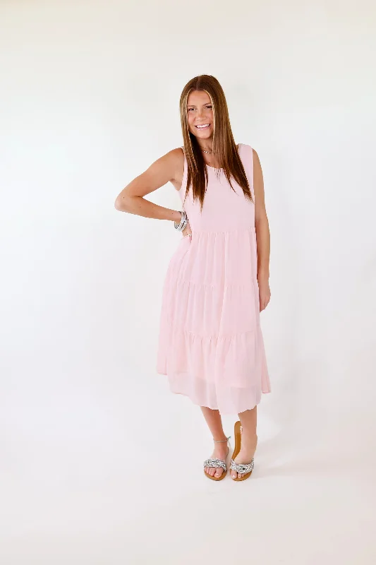 Mark My Words Tiered Tank Midi Dress in Blush Pink