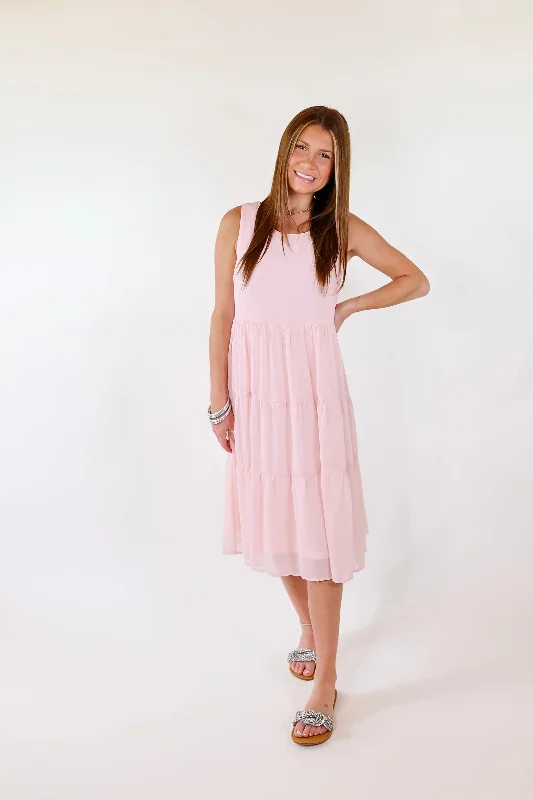 Mark My Words Tiered Tank Midi Dress in Blush Pink