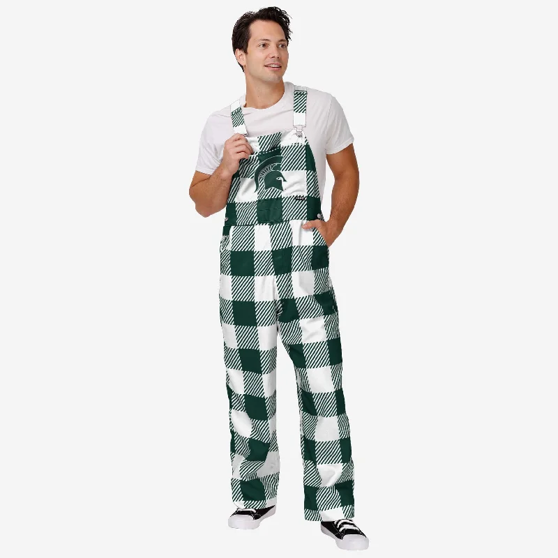 Michigan State Spartans Mens Plaid Bib Overalls