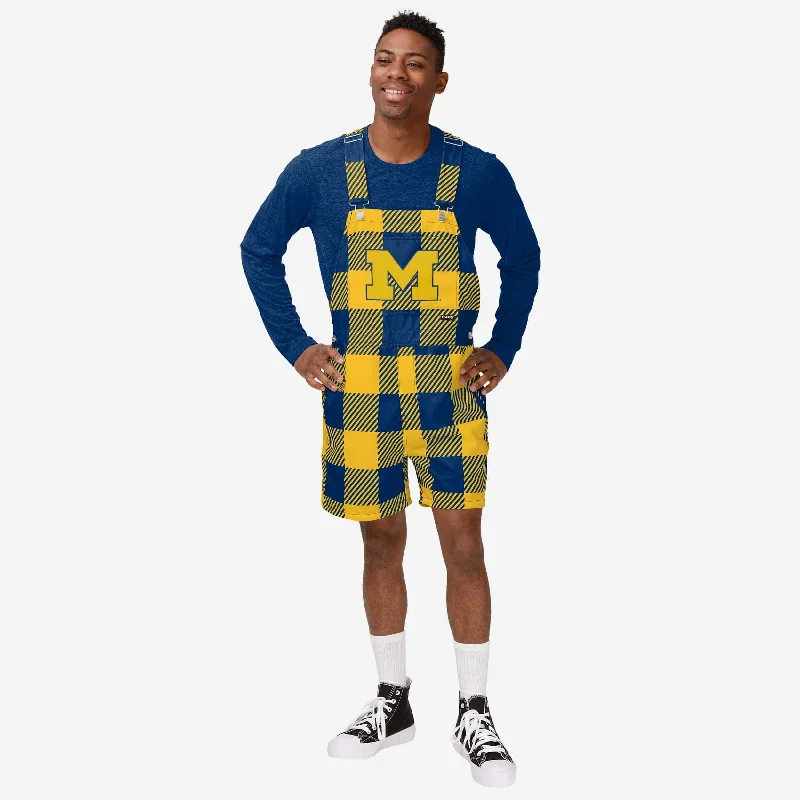 Michigan Wolverines Mens Plaid Bib Shortalls