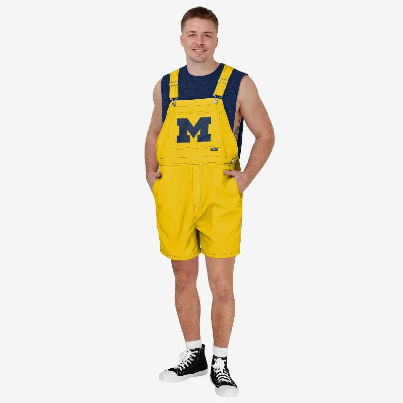 Michigan Wolverines Mens Solid Big Logo Bib Shortalls