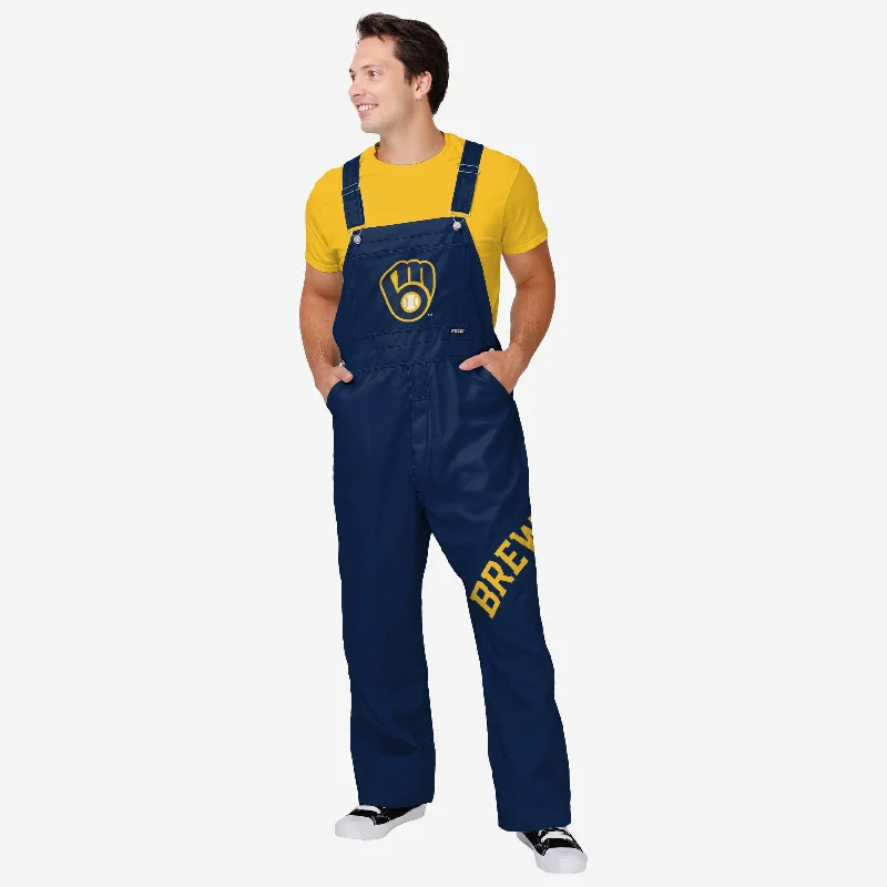 Milwaukee Brewers Mens Big Logo Bib Overalls