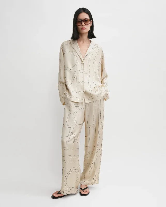 MONOGRAM SILK PJ TOP / IVORY