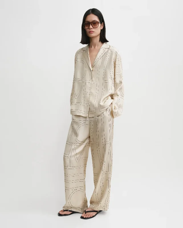 MONOGRAM SILK PJ TOP / IVORY