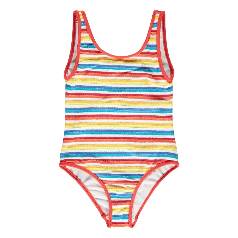 Multicolored Striped Swimsuit