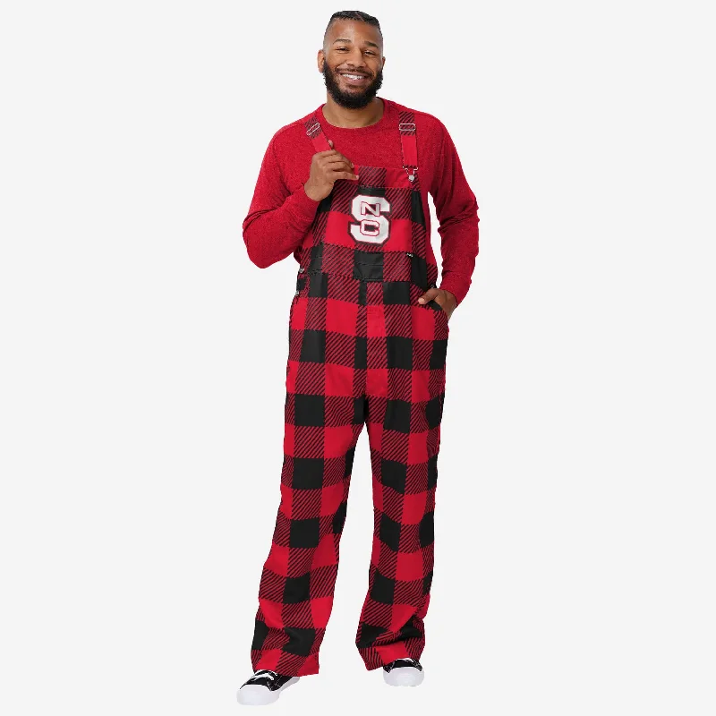 NC State Wolfpack Mens Plaid Bib Overalls