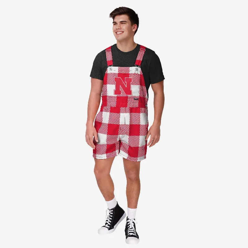 Nebraska Cornhuskers Mens Plaid Bib Shortalls