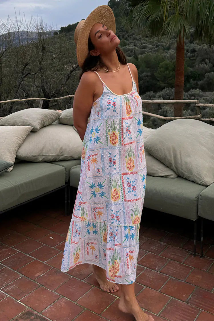 Never Fully Dressed White Island Cross Stitch Maxi Dress - White