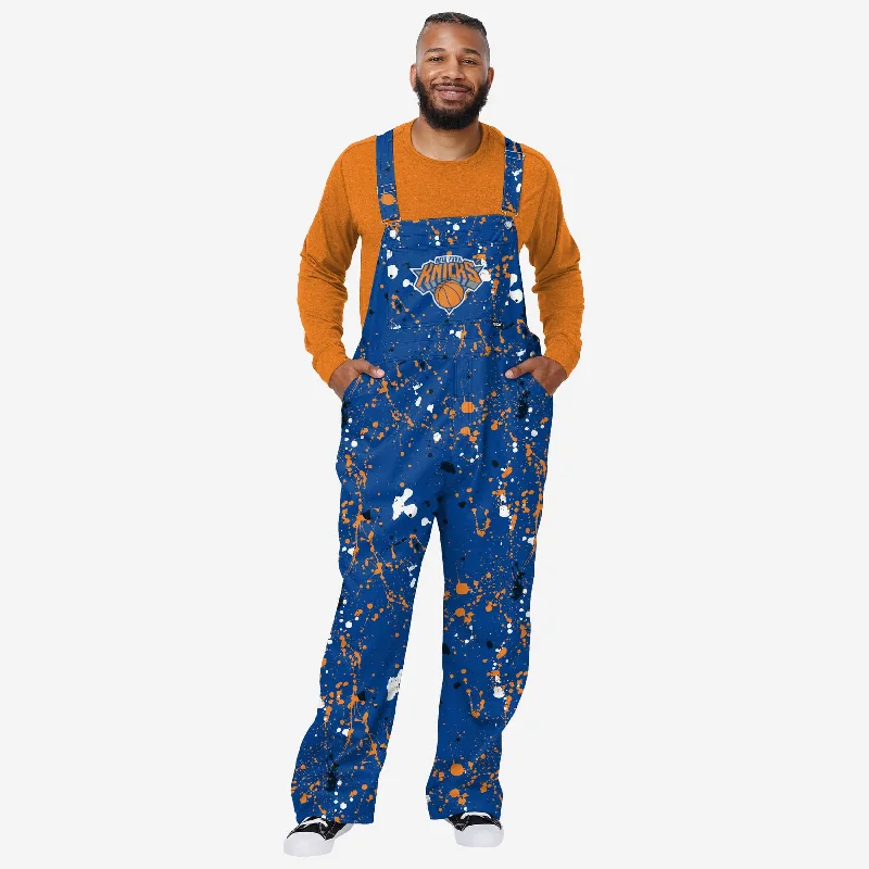 New York Knicks Mens Paint Splatter Bib Overalls