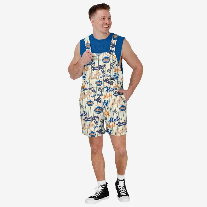 New York Mets Mens Historic Print Bib Shortalls