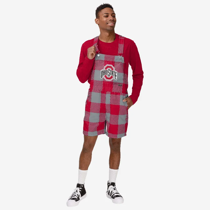 Ohio State Buckeyes Mens Plaid Bib Shortalls