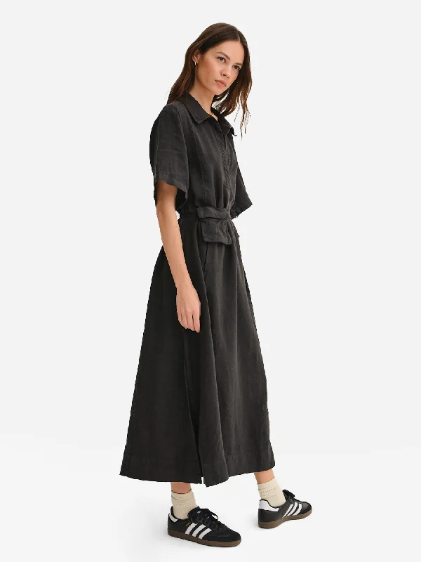 Organic Linen Belt Maxi Dress