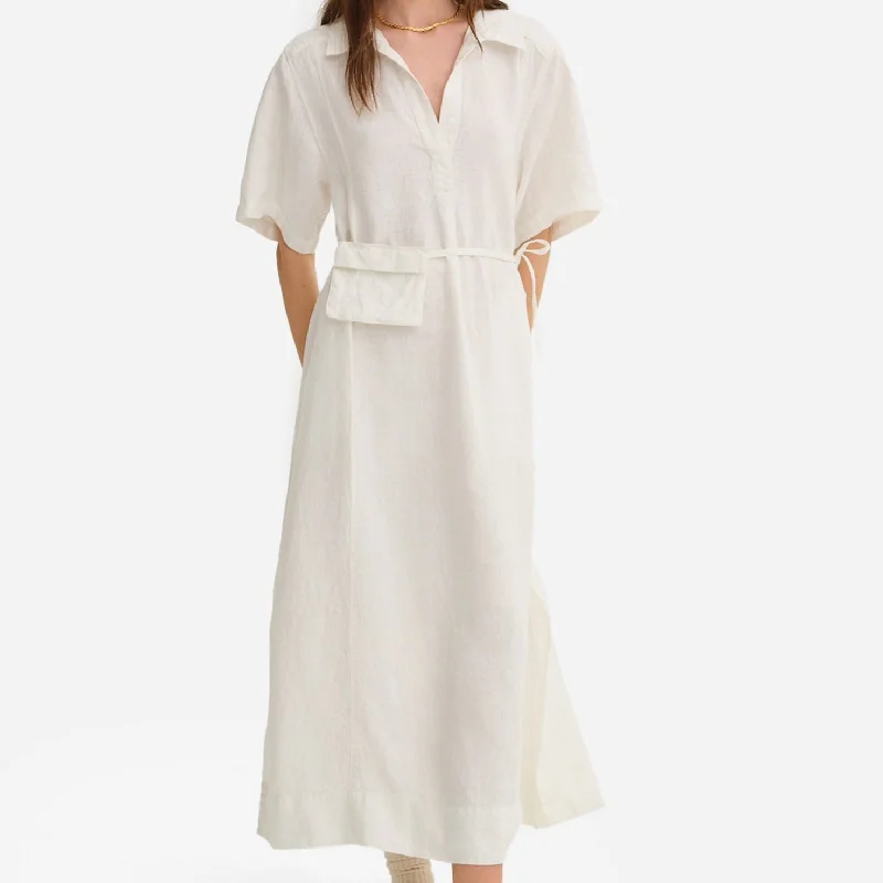 Organic Linen Belt Maxi Dress