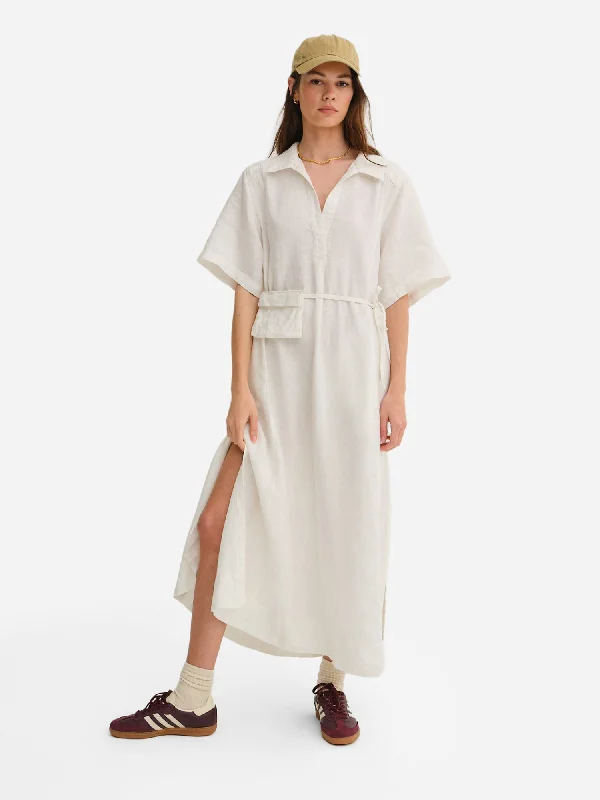 Organic Linen Belt Maxi Dress