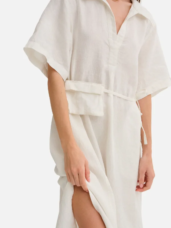 Organic Linen Belt Maxi Dress